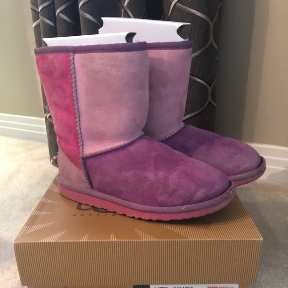 Rare UGG Classic Patchwork Girls Size 3 Boots - Picture 2 of 14